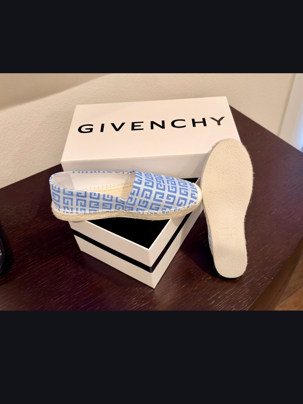 Givenchy Blue & White Logo Espadrilles